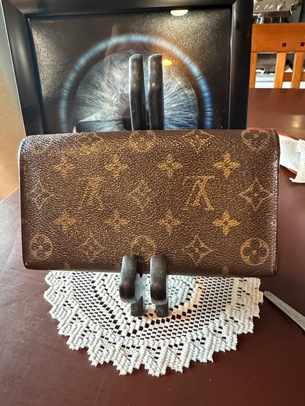 Louis Vuitton Brown Monogram Trifold Wallet with Gold Snap - Picture 2 of 7